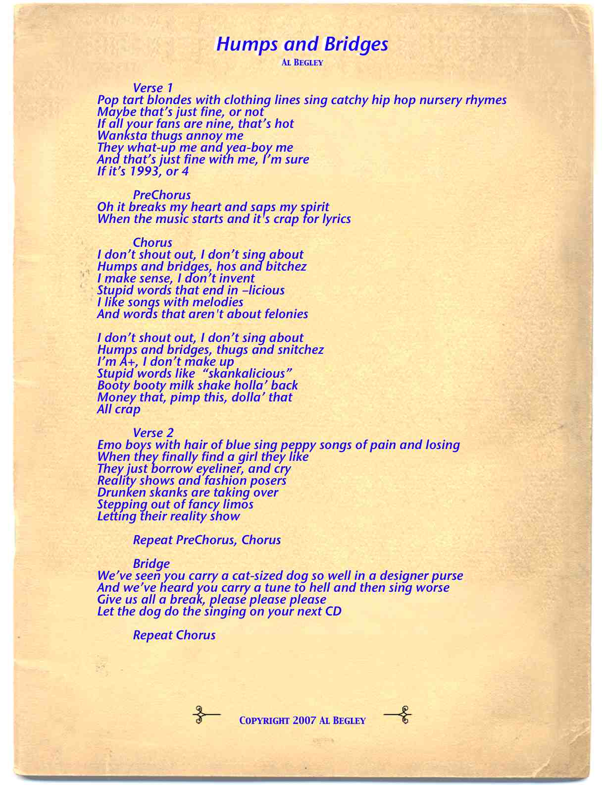 Humps and Bridges (c) 2007 Al Begley