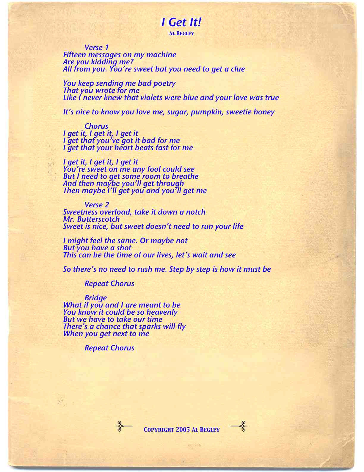 I Get It! (c) 2005 Al Begley